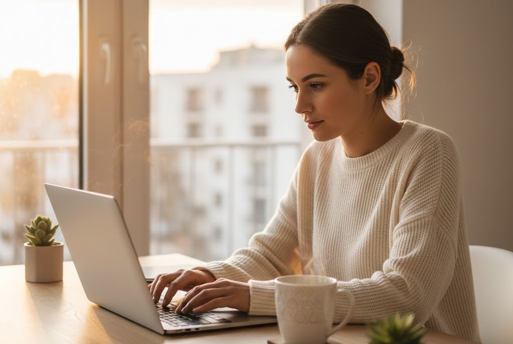 Atendente realizando simulação de crédito online
